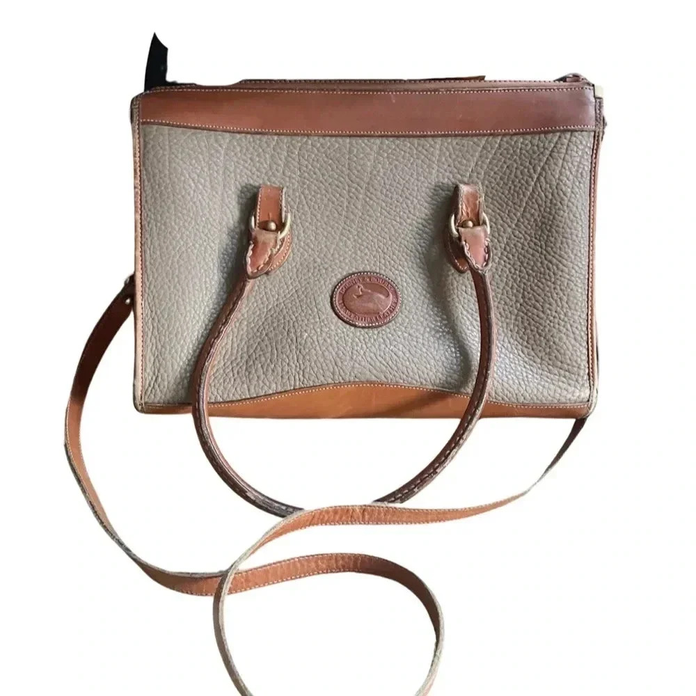 Vintage Dooney & Bourke AWL Taupe Pebbled Leather Shopper/Satchel
